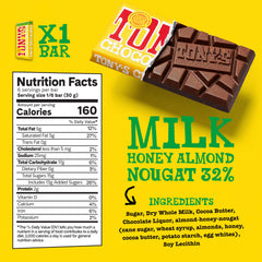 Tony's Milk Chocolate Nougat Bar with chewy texture, a satisfying bite.
