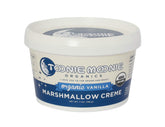 Toonie Moonie Organic Vanilla Marshmallow Creme jar ready for desserts and toppings.