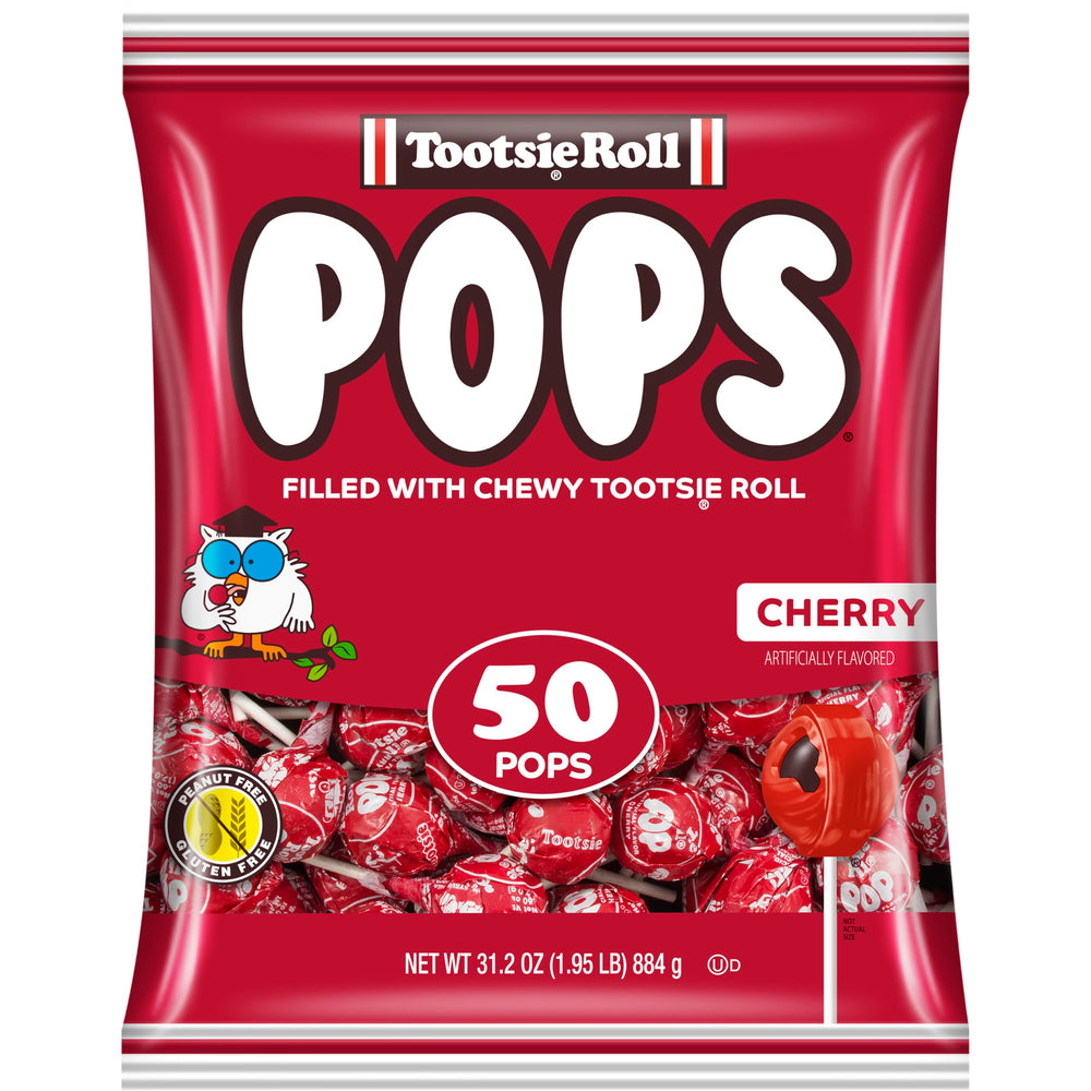 Tootsie Pops cherry shell with chocolatey center, ideal for sharing at parties.