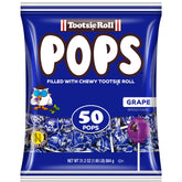 Tootsie Pops grape shell with chocolatey center, ideal party favor for kids.