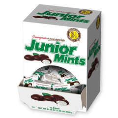 Tootsie Roll Junior Creamy Mints box front for easy movie-night snacking.