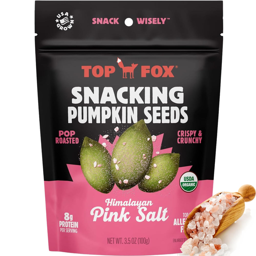 Top Fox pumpkin seeds Himalayan pink salt bag delivers savory crunch for on-the-go snacking
