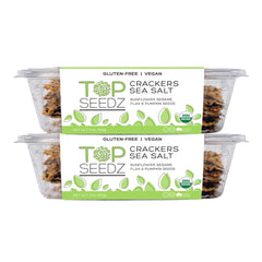 Top Seedz sea salt seed crackers 2-pack front view for on-the-go snacking