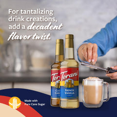 750 ml Torani bottle close-up showing BPA-free plastic design.