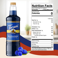 Torani blue raspberry syrup added to coffee for a bold, keto-friendly twist.