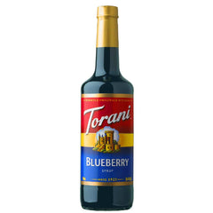 Torani Blueberry Syrup bottle for coffee flavoring and desserts.
