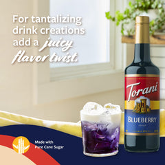 Torani Blueberry Syrup enhances iced tea with a floral finish.