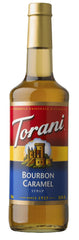 Torani Bourbon Caramel Syrup bottle ready for home bar flavoring