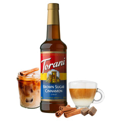 Torani Brown Sugar Cinnamon drizzle over latte for cafe vibes