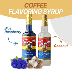 Torani Coconut syrup bottle with pump for tropical drinks