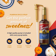 Torani coffee cup with pump invites customizable, on-demand flavoring for drinks.