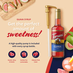 Torani Guava Syrup pump in use, ideal for quick pours