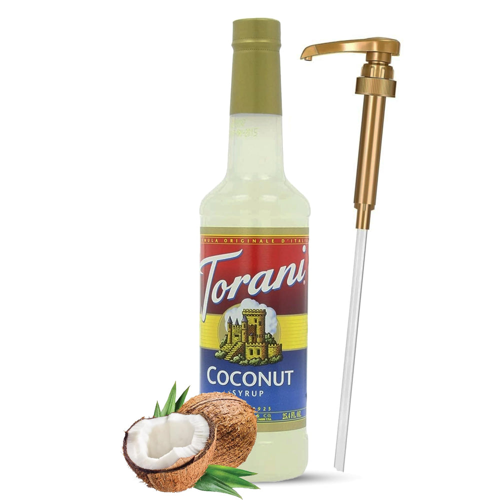 Torani Jimoco pump dispensing precise 1/4-ounce portions for consistent drinks.