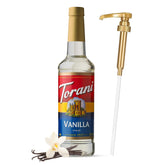 Torani Jimoco syrup pump dispenser assembly for precise, mess-free portions.