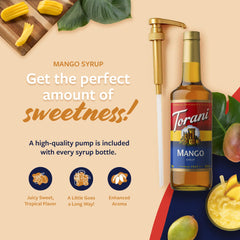 Torani Mango Syrup mixed into soda for vibrant color and taste.