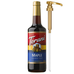 Torani maple syrup bottle with pump for mess-free sweetening