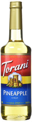 Torani Pineapple Syrup bottle front for tropical drink flavoring.