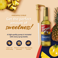 Torani Pineapple Syrup pump in use dispensing precise sweetness.