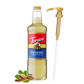 Torani Pistachio Syrup with Pump bottle for cafe-quality flavor at home.
