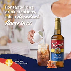 Torani pump shown for precise, mess-free dispensing.