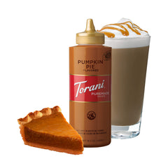 Torani Puremade Pumpkin Pie sauce ingredients, showcasing natural colors and clean label.