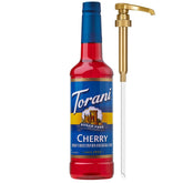 Torani Sugar Free Cherry Syrup pump bottle ready for mess-free sweetening in drinks