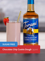 Close-up pour of Torani sugar-free chocolate chip cookie dough for lattes.