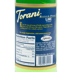 Torani Sugar Free Lime Syrup bottle pour, great for quick lime flavor boosts.
