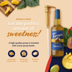 Torani Sugar Free Mango Syrup used in a mango cocktail for tropical flavor.