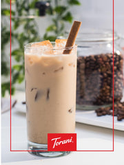 Torani Sugar Free Salted Caramel latte glass shows dairy-friendly flavoring