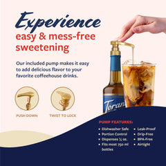 Torani Smores syrup shown in a mug, perfect for cozy home drinks.