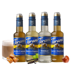 Torani Sugar Free Syrup Classic Hazelnut bottle delivers creamy hazelnut taste without sugar.