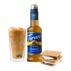 Close-up of S'mores label showing zero calories and zero sugar appeal.