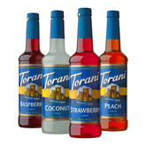 Torani sugar-free syrup variety-pack bottles displayed for zero-calorie beverages.