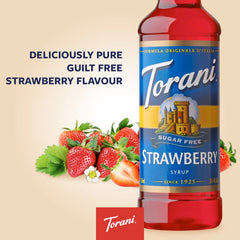 Torani Sugar Free Strawberry iced tea scene highlighting guilt-free refreshment.