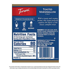 Torani Toasted Marshmallow syrup pour closeup highlighting creamy sweetness for lattes