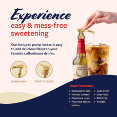 Real cane sugar and natural colors highlighted in Torani vanilla syrup.