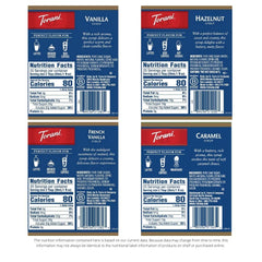 Torani French Vanilla bottle adds rich vanilla notes to coffee.