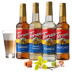 Torani Vanilla bottle enhances iced and hot beverages with balanced sweetness.