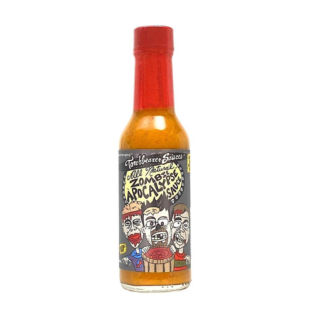 Torchbearer Zombie Apocalypse bottle pour showing intense heat and bold flavor
