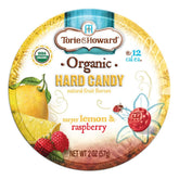 Torie & Howard organic lemon-raspberry candy packaging highlights clean organic ingredients for on-the-go snacking.