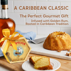 Gourmet gift basket idea featuring TORTUGA cake.