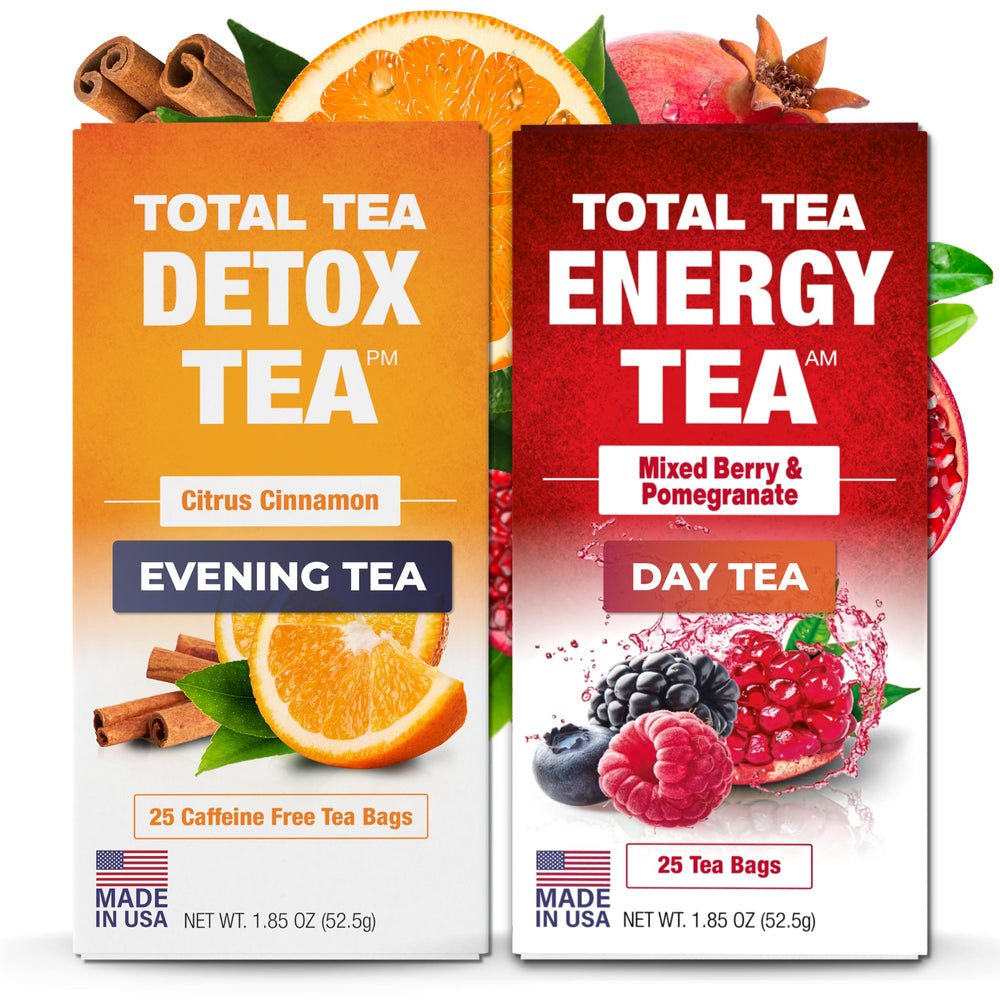 Total Tea Detox Tea Bags deliver soothing, caffeine-free blend for daily digestive wellness.