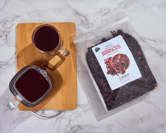 TradeBuza hibiscus loose-leaf tea ready for iced brews.