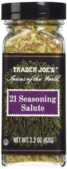 Trader Joe's 21 Seasoning Salute jar front—versatile flavor enhancer for many dishes