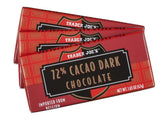 Trader Joe's 72% cacao Belgian chocolate bars 3-pack, front view, ready for gifting.