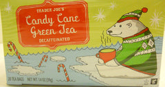 Trader Joe's Candy Cane Green Tea box with festive holiday packaging