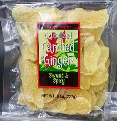 Trader Joe's crystallized ginger 3-pack with sweet and spicy flavor in ready-to-use bites