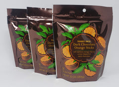 Trader Joe's Dark Chocolate Orange Sticks close-up reveals glossy chocolate ready to share