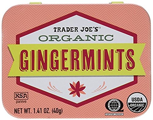 Trader Joe's Gingermints six-pack box highlighting portable freshness for travel.